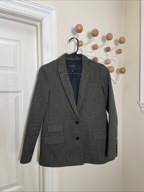 Banana Republic Jacket Tweed Olive Blazer Jacket Black - 0P